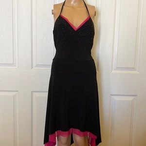 StudioY black /pink hater prom/cocktail dress w rhinestone bodice szM